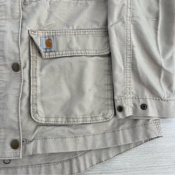 Carhartt Full Zip Utility Cargo Field Jacket Workwear Coat Khaki Tan XS, 0/2 - Picture 7 of 10